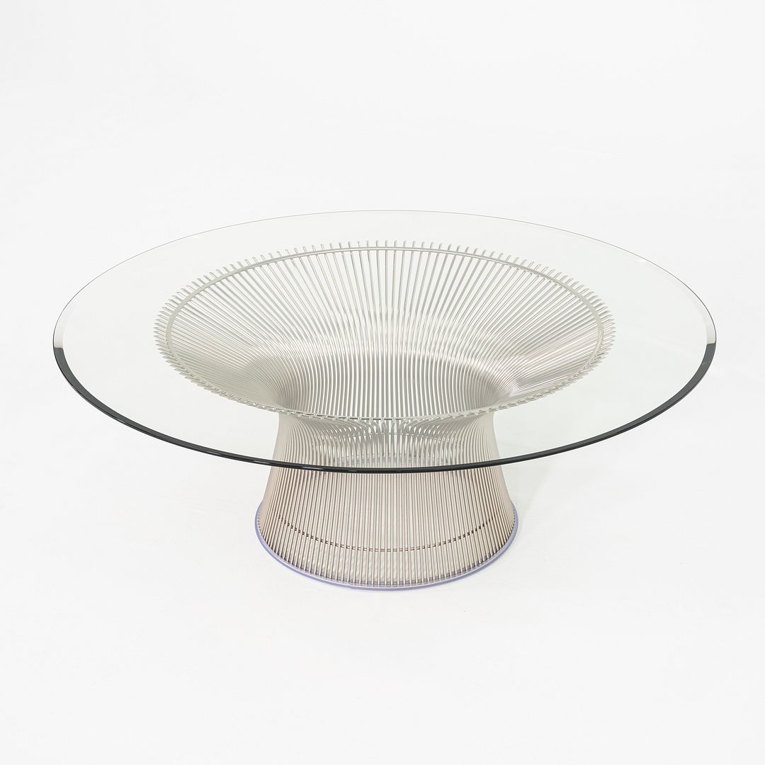 2018 Warren Platner for Knoll Coffee Table w/ 42" Glass Top & Nickel Chrome Base