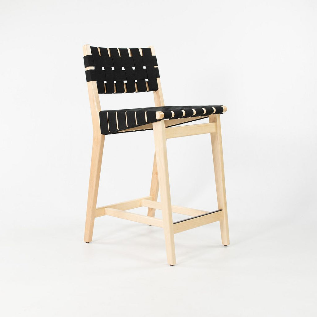 2021 666CH-WB Counter Stool by Jens Risom for Knoll in Maple with Black Webbing