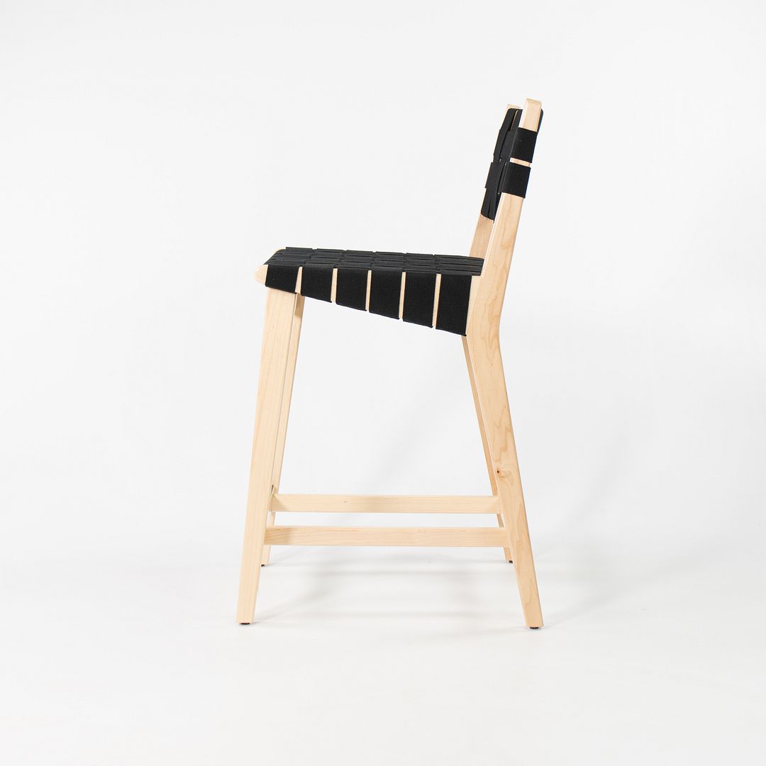 2021 666CH-WB Counter Stool by Jens Risom for Knoll in Maple with Black Webbing