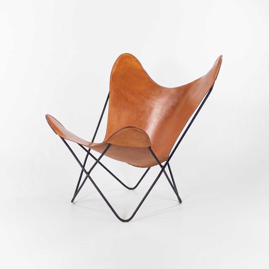 1950s Butterfly Chairs By Jorge Ferrari-Hardoy, Antonio Bonet, And Juan Kurchan For Knoll in Cognac Leather