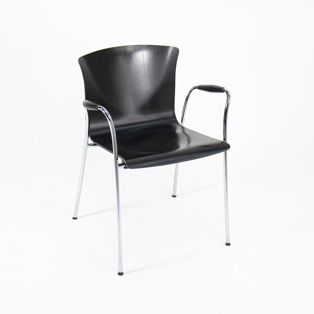 2000s Set of Three Vico Magistretti for DePadova "Cirene" Armchairs with Ebonized Wood Seats
