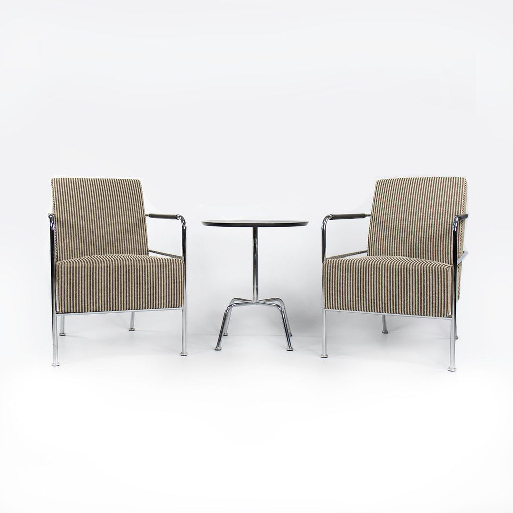 SOLD 2000s Pair of Cinema Lounge Chairs by Gunilla Allard for Lammhults in Striped Fabric