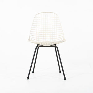 1950s Herman Miller Eames DKX Steel Wire Dining Chair in White with Black Base