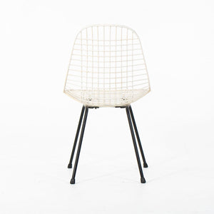 1950s Herman Miller Eames DKX Steel Wire Dining Chair in White with Black Base