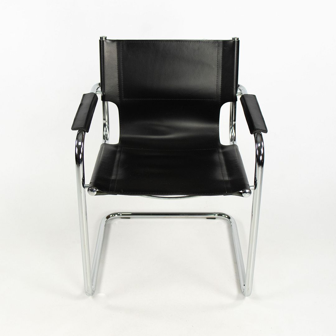 SOLD 1970s MG5 Dining Chairs by Mart Stam for Matteo Grassi in Black Leather and Chromed Steel
