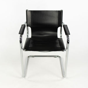 SOLD 1970s MG5 Dining Chairs by Mart Stam for Matteo Grassi in Black Leather and Chromed Steel