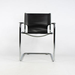 SOLD 1970s MG5 Dining Chairs by Mart Stam for Matteo Grassi in Black Leather and Chromed Steel