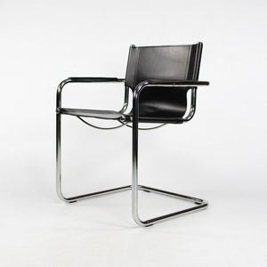SOLD 1970s MG5 Dining Chairs by Mart Stam for Matteo Grassi in Black Leather and Chromed Steel