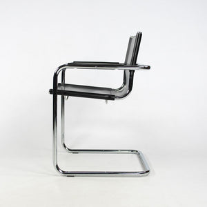 SOLD 1970s MG5 Dining Chairs by Mart Stam for Matteo Grassi in Black Leather and Chromed Steel