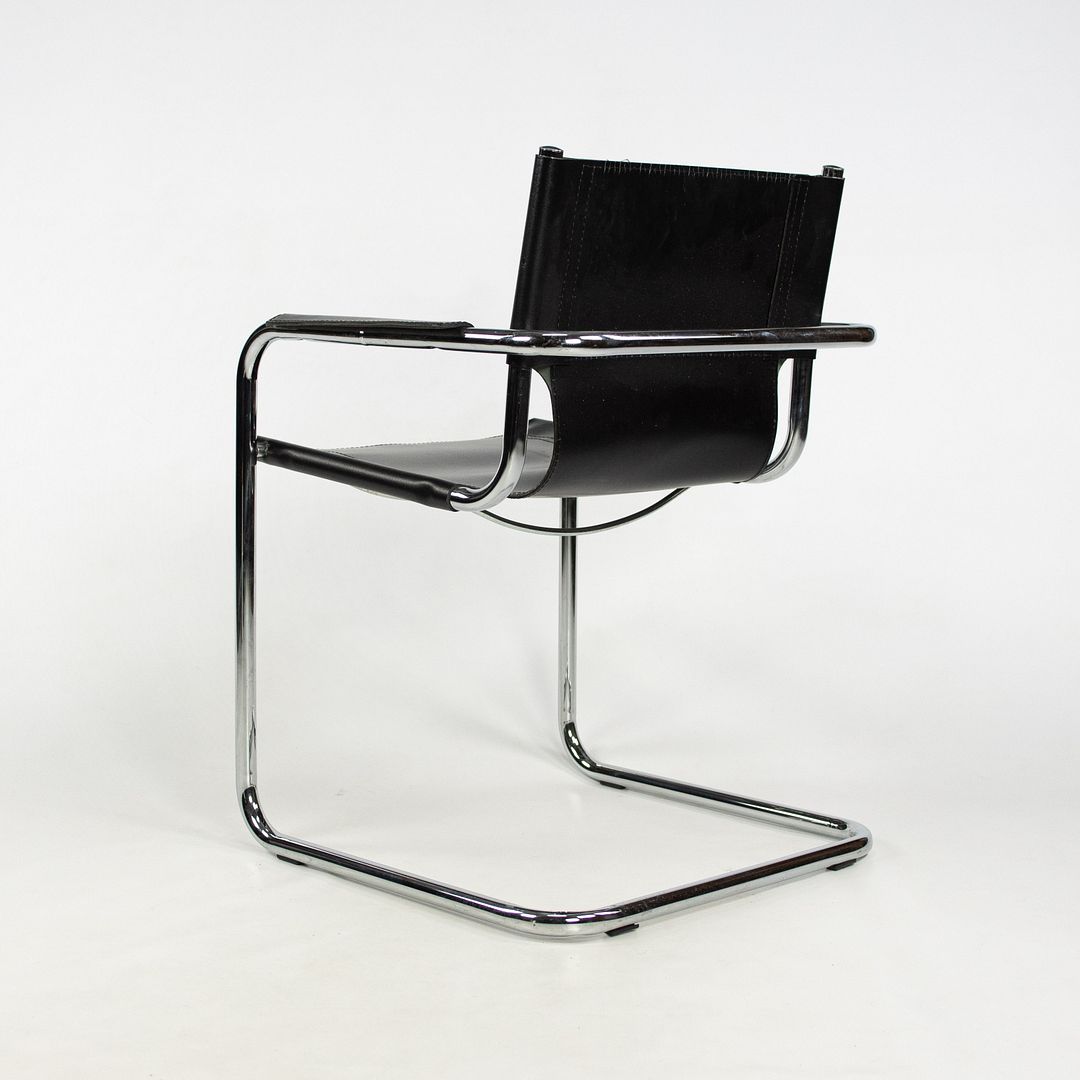 SOLD 1970s MG5 Dining Chairs by Mart Stam for Matteo Grassi in Black Leather and Chromed Steel