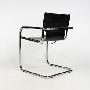 SOLD 1970s MG5 Dining Chairs by Mart Stam for Matteo Grassi in Black Leather and Chromed Steel