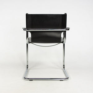 SOLD 1970s MG5 Dining Chairs by Mart Stam for Matteo Grassi in Black Leather and Chromed Steel