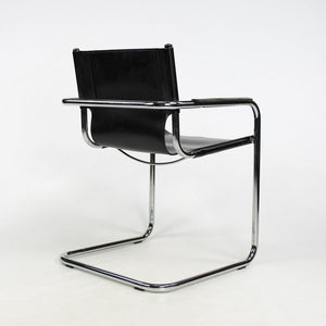SOLD 1970s MG5 Dining Chairs by Mart Stam for Matteo Grassi in Black Leather and Chromed Steel