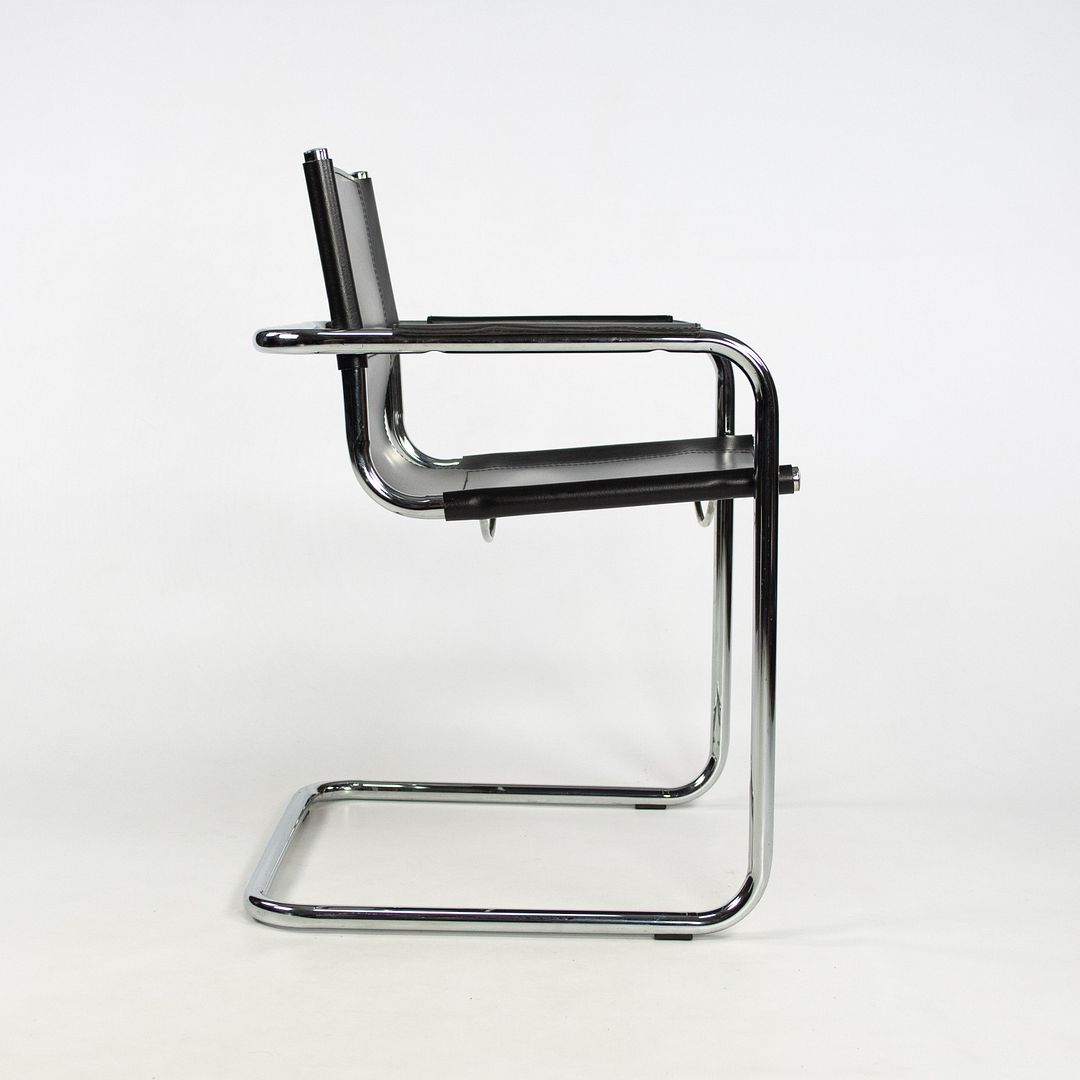 SOLD 1970s MG5 Dining Chairs by Mart Stam for Matteo Grassi in Black Leather and Chromed Steel