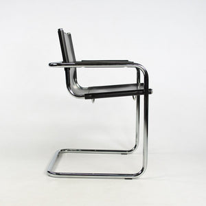SOLD 1970s MG5 Dining Chairs by Mart Stam for Matteo Grassi in Black Leather and Chromed Steel
