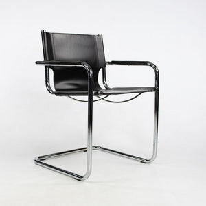 SOLD 1970s MG5 Dining Chairs by Mart Stam for Matteo Grassi in Black Leather and Chromed Steel