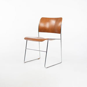 1990 Rowland 40/4 Side Chair by David Rowland for General Fireproofing Co in Oak and Chrome 8x Available