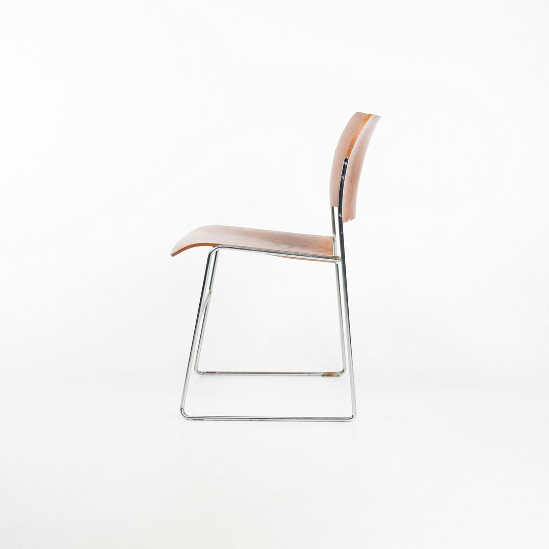1990 Rowland 40/4 Side Chair by David Rowland for General Fireproofing Co in Oak and Chrome 8x Available