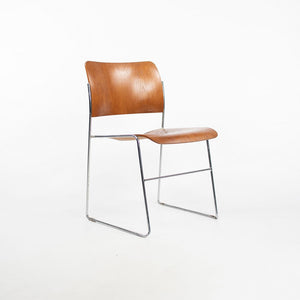 1990 Rowland 40/4 Side Chair by David Rowland for General Fireproofing Co in Oak and Chrome 8x Available