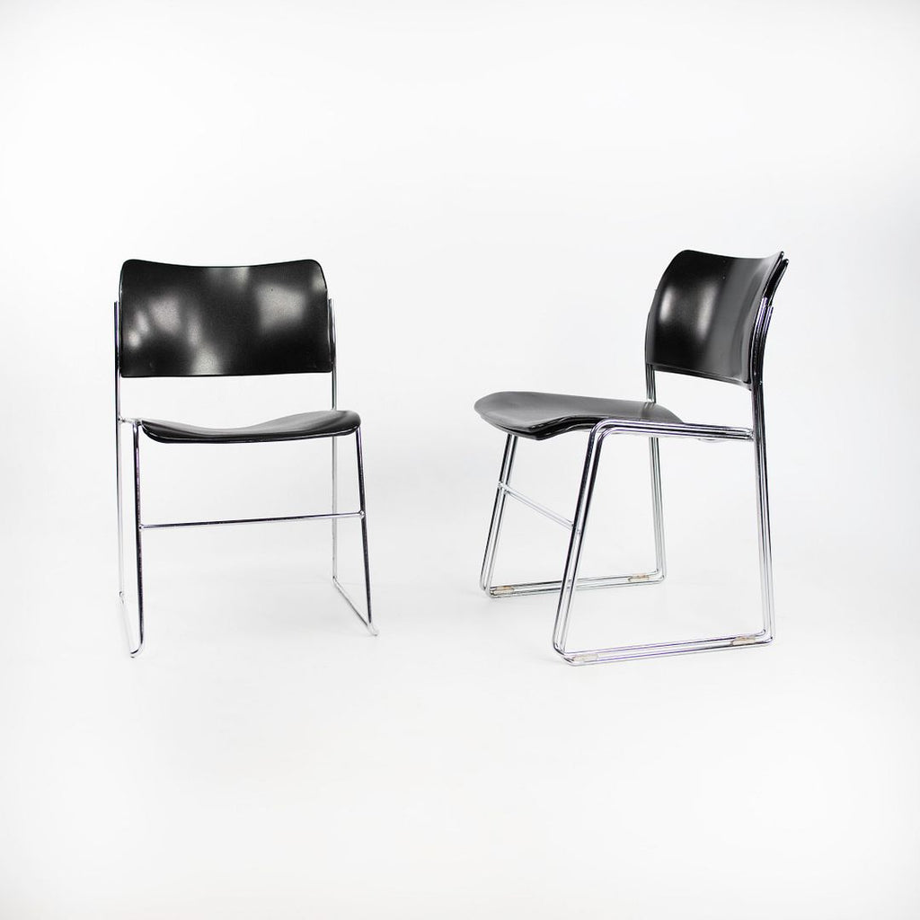 1999 Set of 3 40/4 Chairs by David Rowland for General Fireproofing in Black