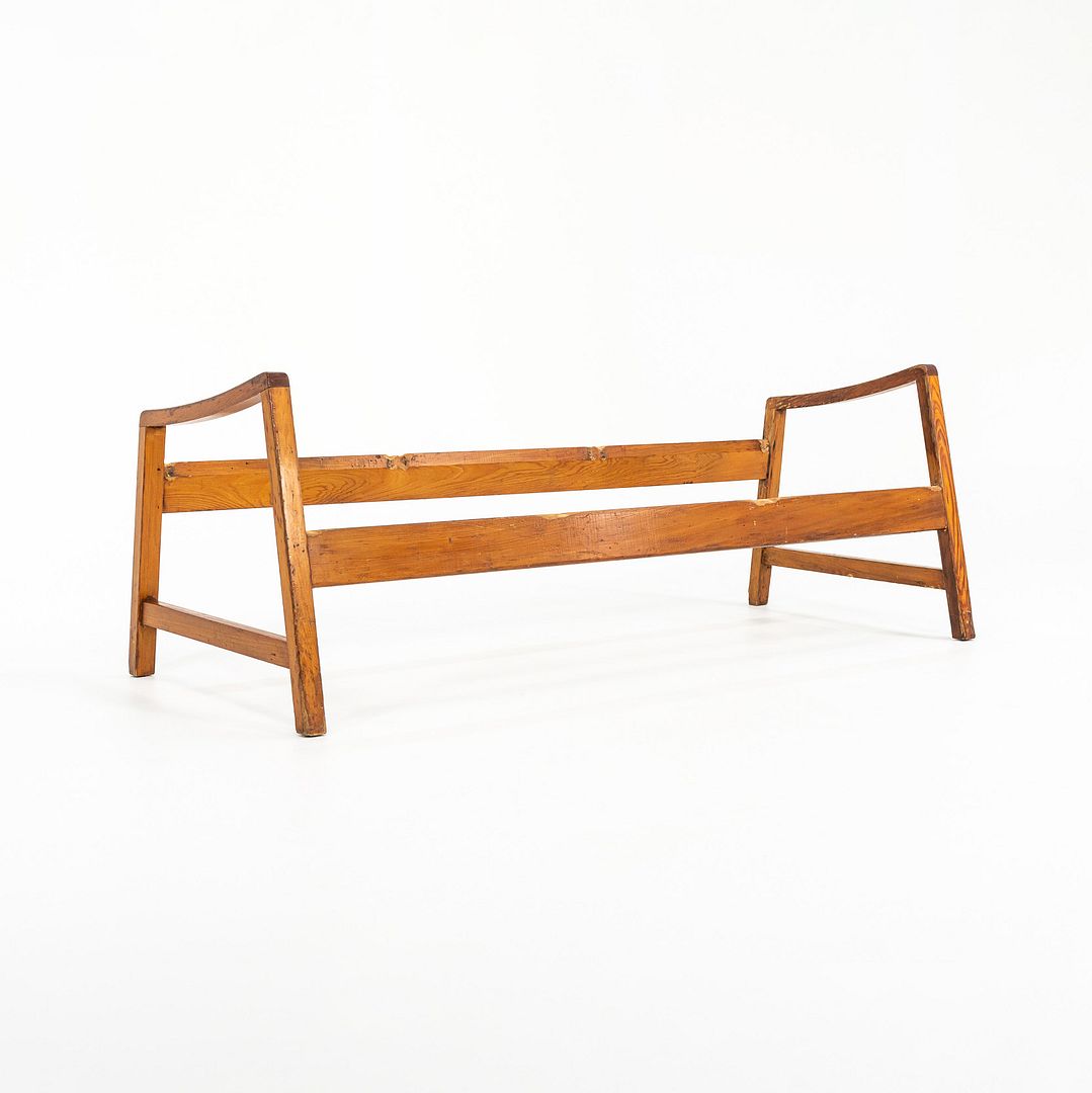 1941 Knoll Risom Three-Seater Settee by Jens Risom for Knoll Associates in Pine with New Webbing