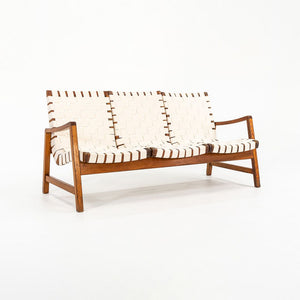 1941 Knoll Risom Three-Seater Settee by Jens Risom for Knoll Associates in Pine with New Webbing