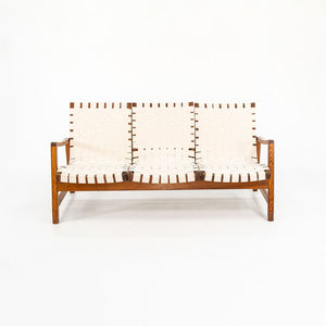 1941 Knoll Risom Three-Seater Settee by Jens Risom for Knoll Associates in Pine with New Webbing