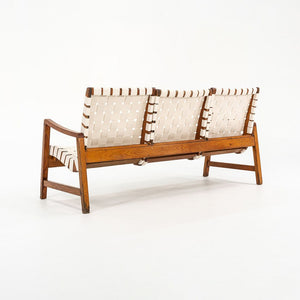 1941 Knoll Risom Three-Seater Settee by Jens Risom for Knoll Associates in Pine with New Webbing