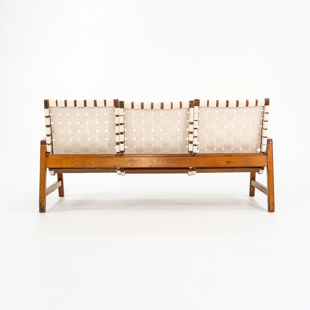 1941 Knoll Risom Three-Seater Settee by Jens Risom for Knoll Associates in Pine with New Webbing