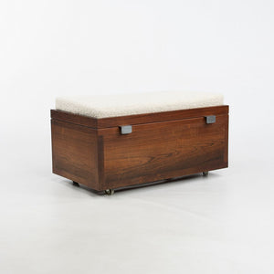 1960s Sewing Chest / Cabinet in Brazilian Rosewood with Fabric Seat