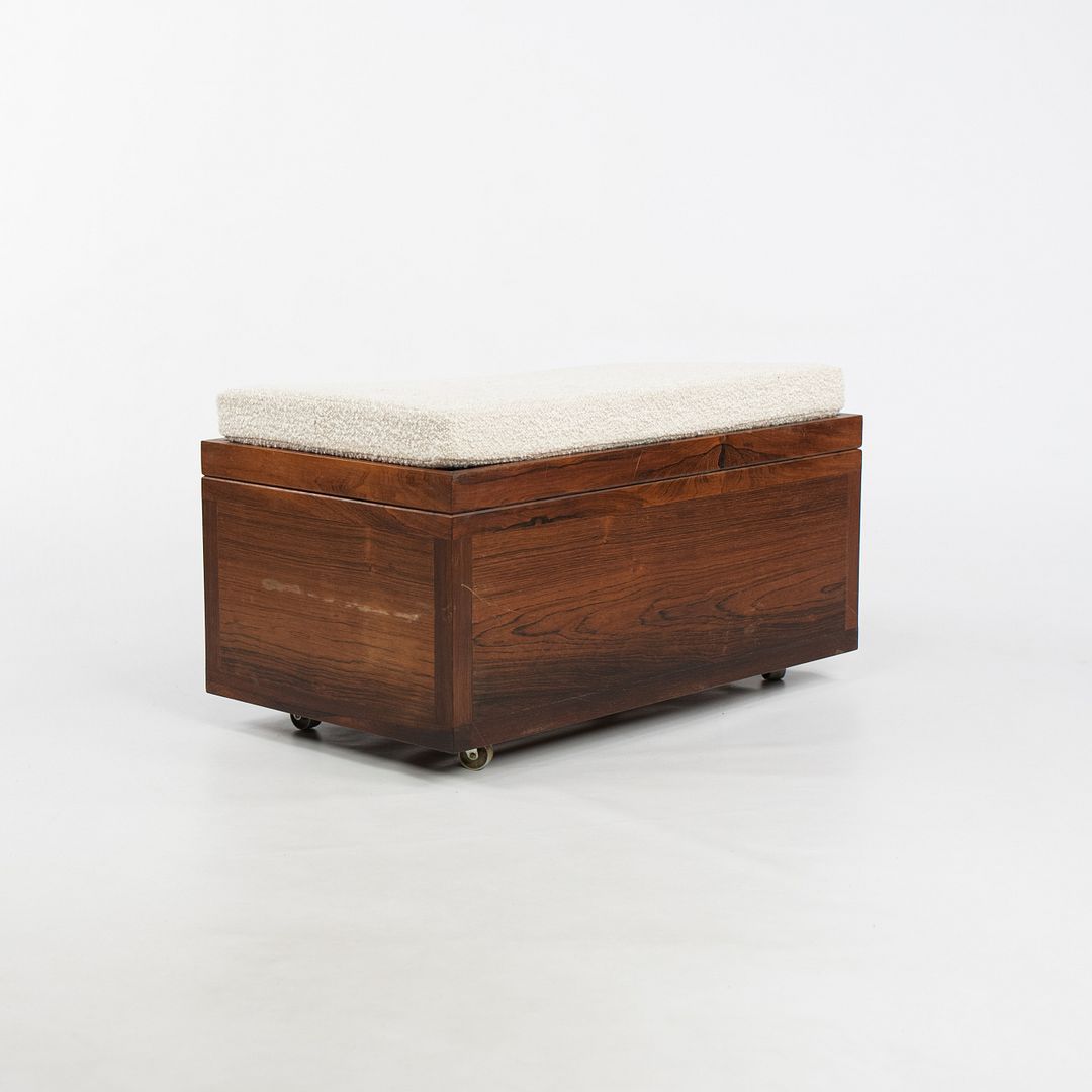 1960s Sewing Chest / Cabinet in Brazilian Rosewood with Fabric Seat