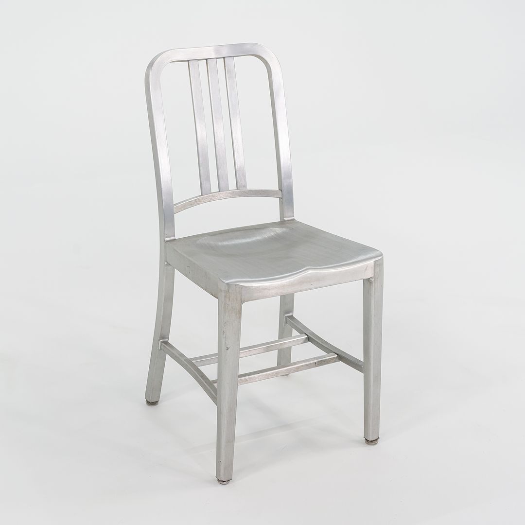 SOLD 2010s 1006 Navy Dining / Side Chair by Emeco in Brushed Aluminum 19x Available