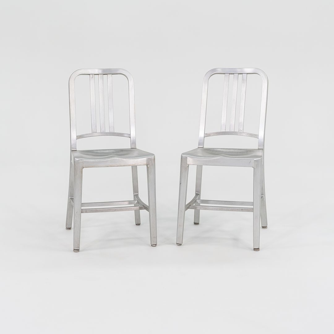 SOLD 2010s 1006 Navy Dining / Side Chair by Emeco in Brushed Aluminum 19x Available