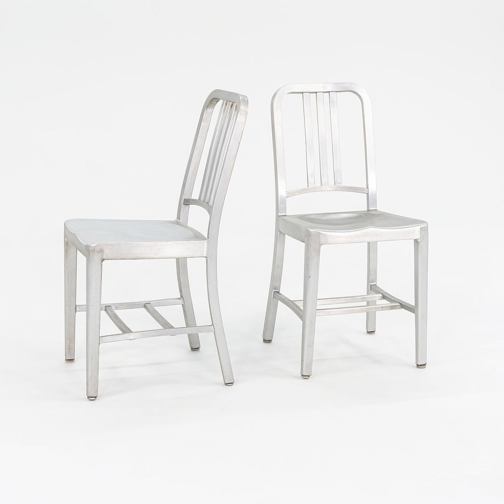 SOLD 2010s 1006 Navy Dining / Side Chair by Emeco in Brushed Aluminum 19x Available