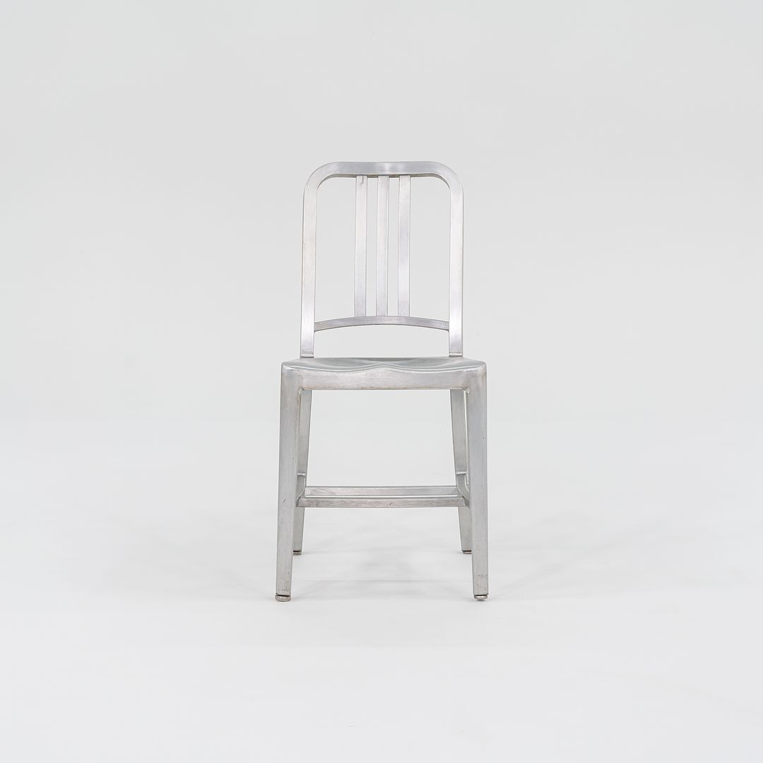 SOLD 2010s 1006 Navy Dining / Side Chair by Emeco in Brushed Aluminum 19x Available