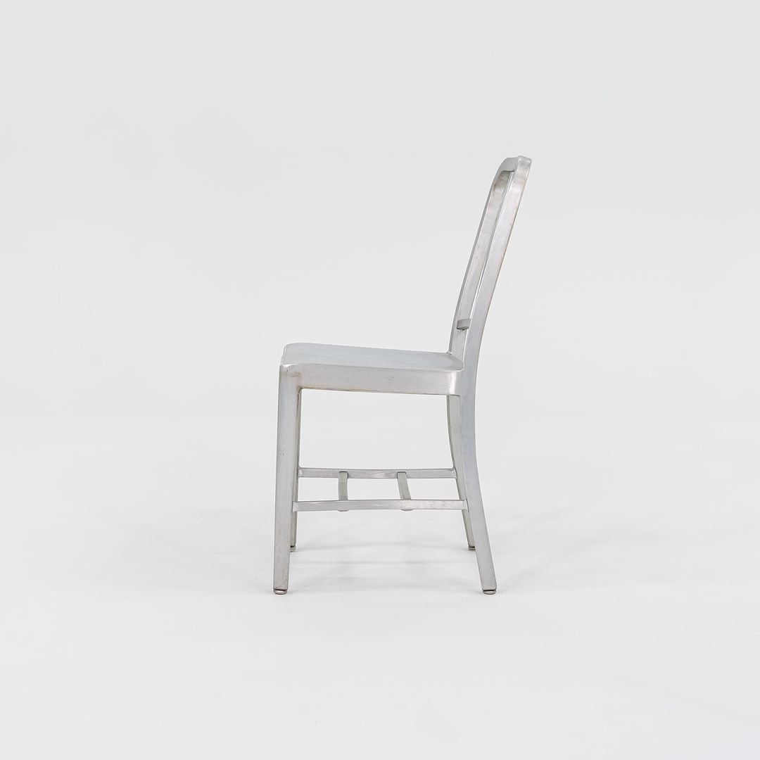 SOLD 2010s 1006 Navy Dining / Side Chair by Emeco in Brushed Aluminum 19x Available