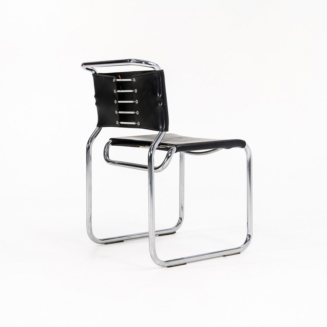 1974 Set of Eight Zographos CH66 Side Chairs by Nicos Zographos for General Fireproofing Company in Black Leather