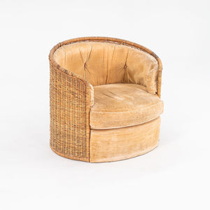 1970s Rattan Barrel Chair for Comfort Designs Attributed to Adrian Pearsall in Cane and Fabric