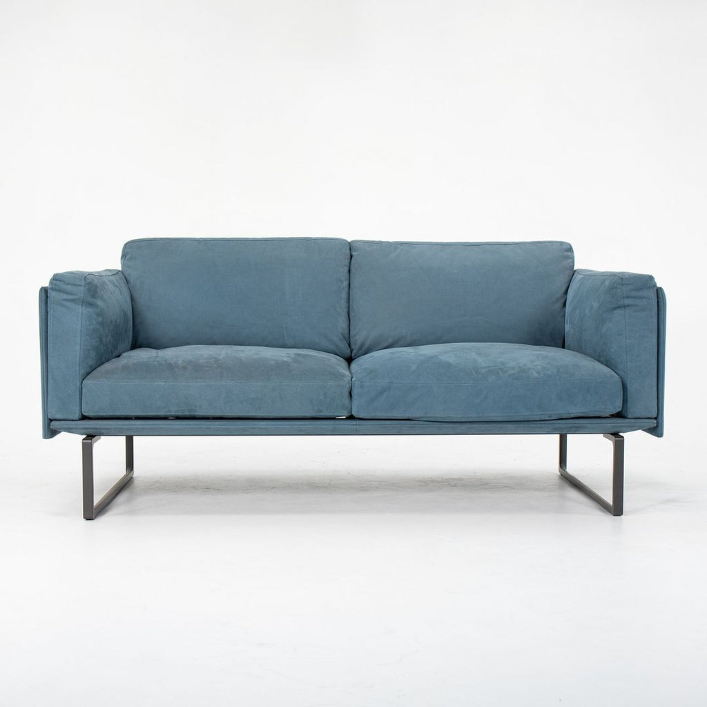 SOLD 2014 Series 8 Two-Seater Sofa by Piero Lissoni for Cassina in Blue Suede