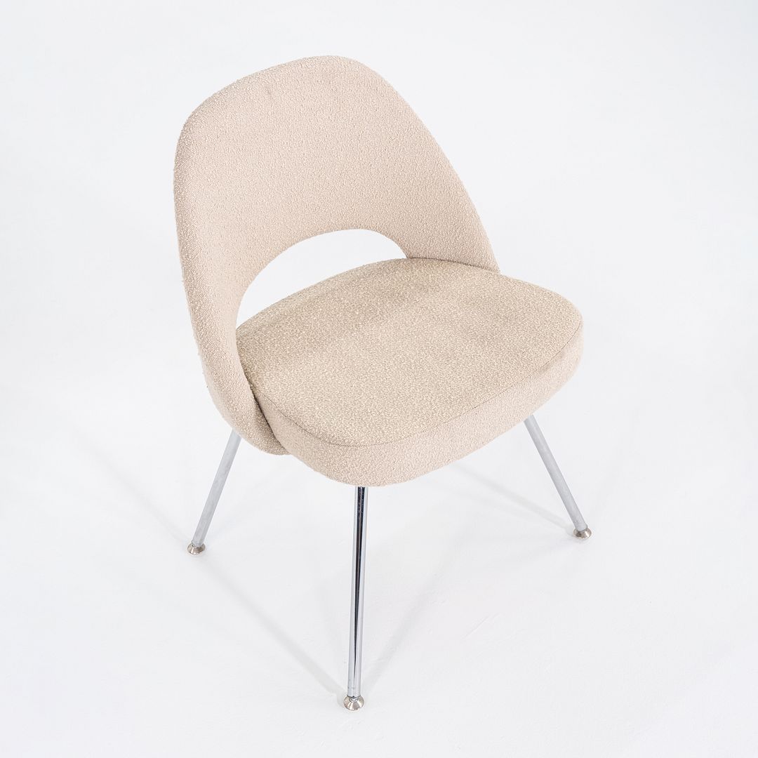 2020 Eero Saarinen for Knoll Armless Executive Side Chair in Off-White Fabric