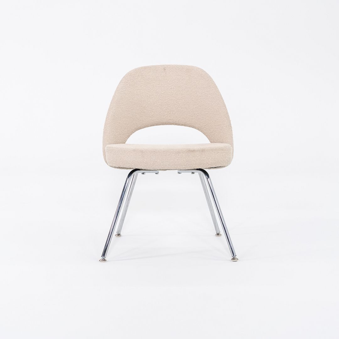 2020 Eero Saarinen for Knoll Armless Executive Side Chair in Off-White Fabric