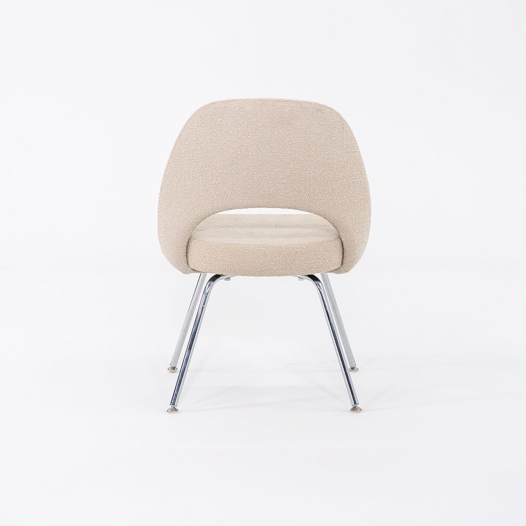 2020 Eero Saarinen for Knoll Armless Executive Side Chair in Off-White Fabric