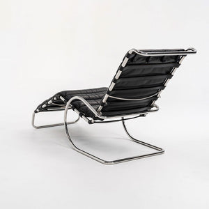 1980 Model 242 MR Adjustable Chaise Lounge by Mies van der Rohe for Knoll in Black Leather