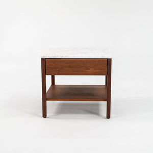 SOLD 1960s Pair of Model 327 IS Bedside Tables by Florence Knoll for Knoll in Walnut with Marble Tops