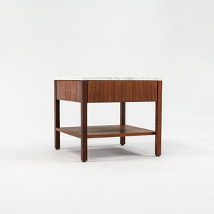 SOLD 1960s Pair of Model 327 IS Bedside Tables by Florence Knoll for Knoll in Walnut with Marble Tops