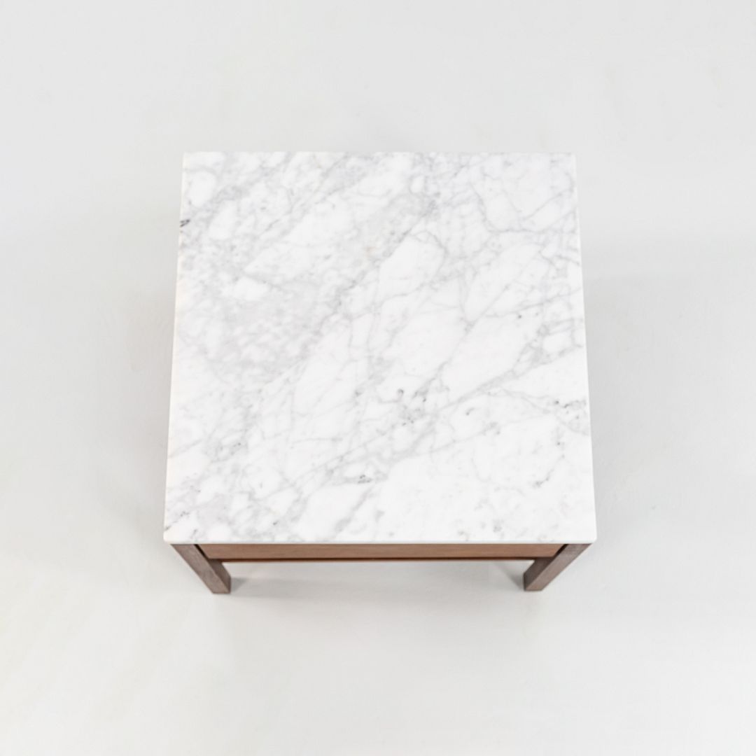 SOLD 1960s Pair of Model 327 IS Bedside Tables by Florence Knoll for Knoll in Walnut with Marble Tops
