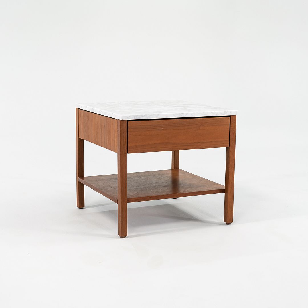 SOLD 1960s Pair of Model 327 IS Bedside Tables by Florence Knoll for Knoll in Walnut with Marble Tops