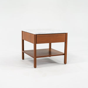 SOLD 1960s Pair of Model 327 IS Bedside Tables by Florence Knoll for Knoll in Walnut with Marble Tops