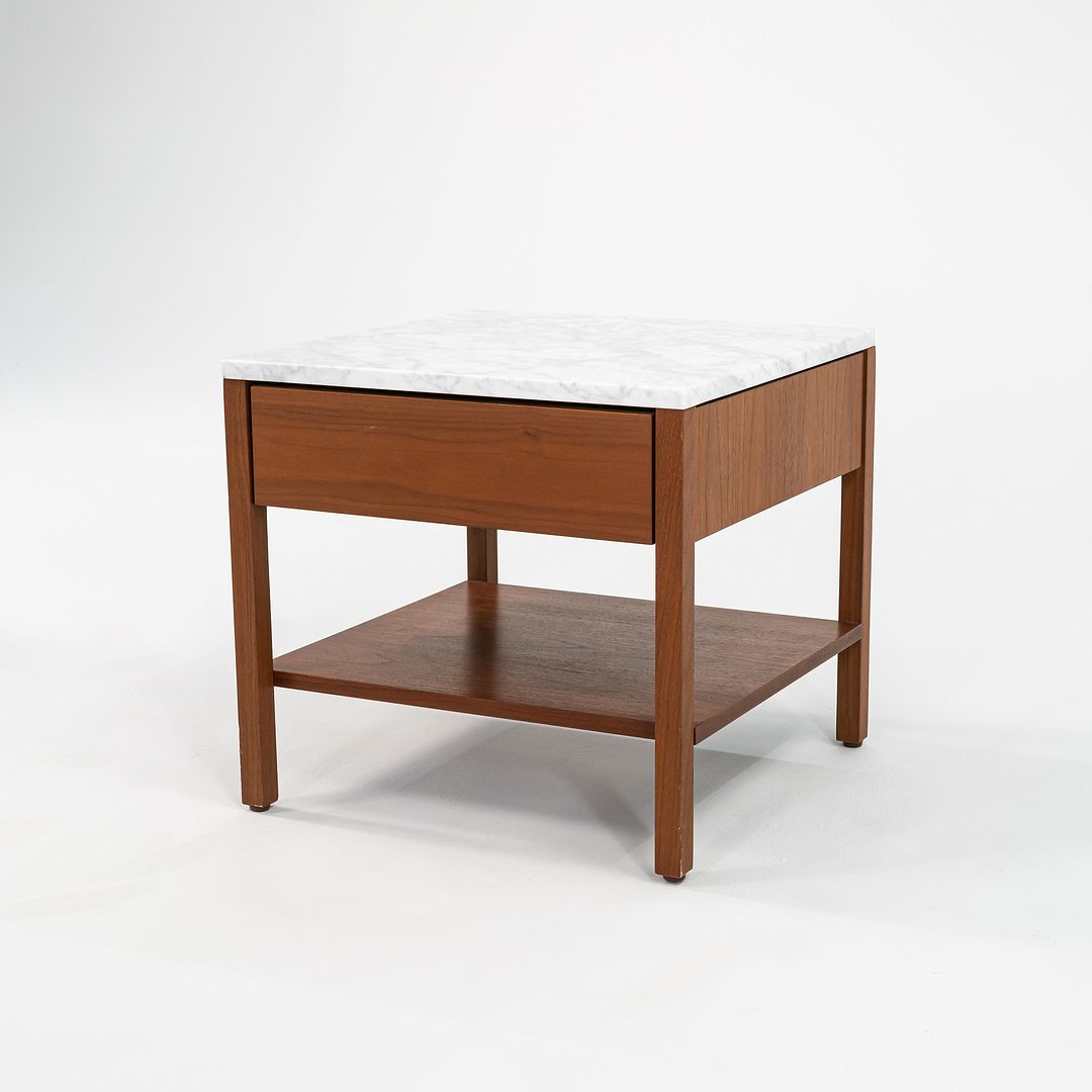SOLD 1960s Pair of Model 327 IS Bedside Tables by Florence Knoll for Knoll in Walnut with Marble Tops
