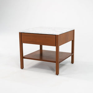 SOLD 1960s Pair of Model 327 IS Bedside Tables by Florence Knoll for Knoll in Walnut with Marble Tops